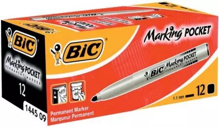 Marqueur permanent noir pointe fine ogive bic