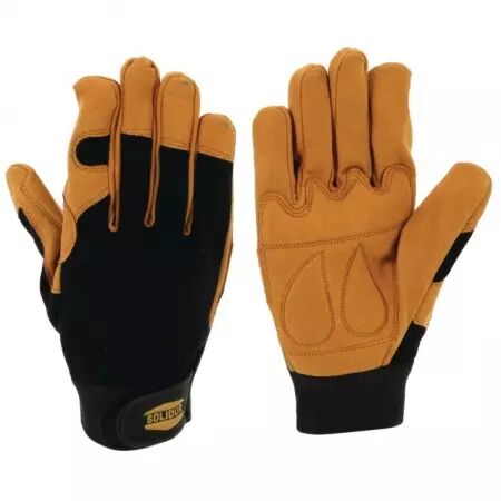 Gants tous travaux renfort paume cuir synthetique 9 solidur