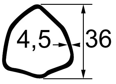 Machoire 27x74,5 tube triangle 36x4,5 bondioli