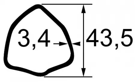 Machoire 27x74,5 tube triangle 43,5x3,4 bondioli