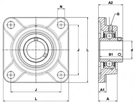 Palier auto-aligneur carre fonte ucf 204 ntn