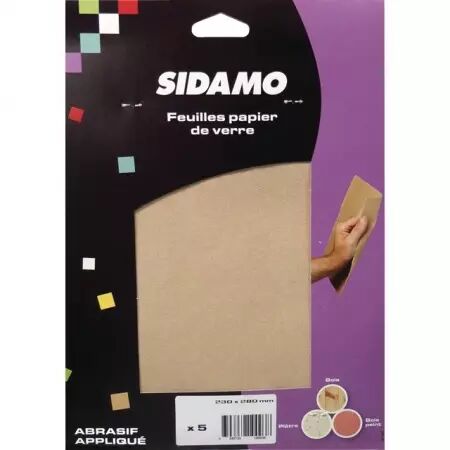 Papier de verre 230x280 mm grain assortis blister de 5 feuilles sidamo