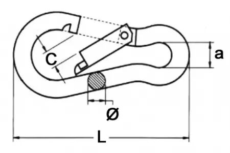 Mousqueton inox 6 mm blister de 2