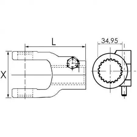 Machoire extremite 13/8 21c 32x76 verrou a poussoir walterscheid