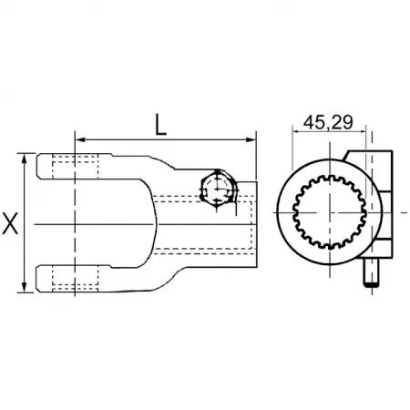 Machoire extremite 13/4 20c 32x76 verrou a poussoir walterscheid