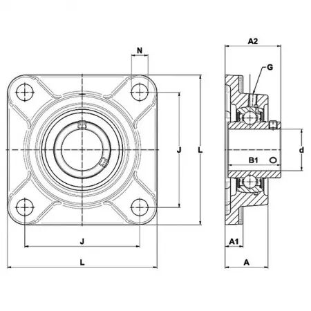 Palier auto-aligneur carre fonte ucf 205 ntn