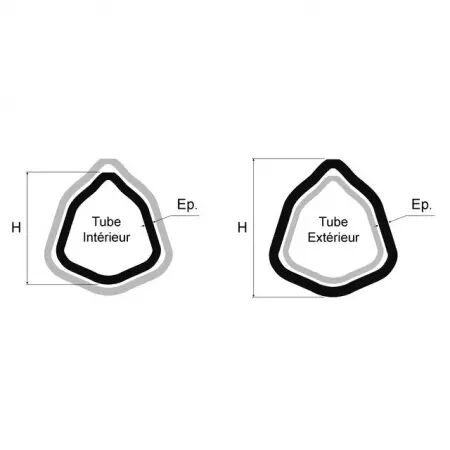 Tube triangle interieur 54x5 lg1500