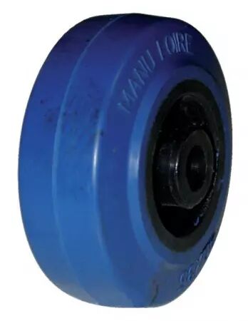 Roue polyamide 80x35 mm alesage lisse 12 mm caoutchouc bleu