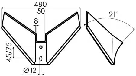 Ailette monobloc adaptable Naud 480x8 mm