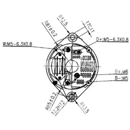 Alternateur adaptable 14v-65a pour Case-IH/Deutz/Fiat/Ford/Hurlimann/Lamborghini/Massey Ferguson/New Holland/Same