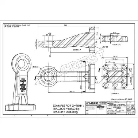 Anneau fixe a boulonner 110x100 8t ø50 ch 32t cv 3t bpt (eu 2018/829)