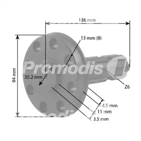 Arbre de prise de force adaptable pour Deutz/Hurlimann/Lamborghini/Same/Steyr