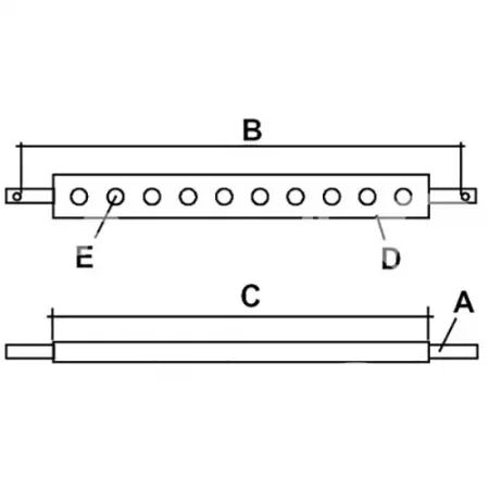 Barre à trous catégorie 1 - l.740mm- 9 trous