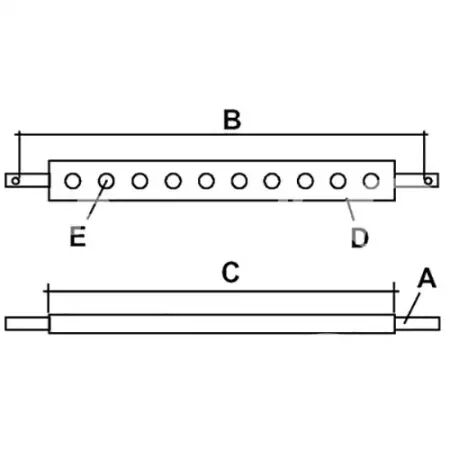 Barre à trous catégorie 2 - l.930mm- 7 trous