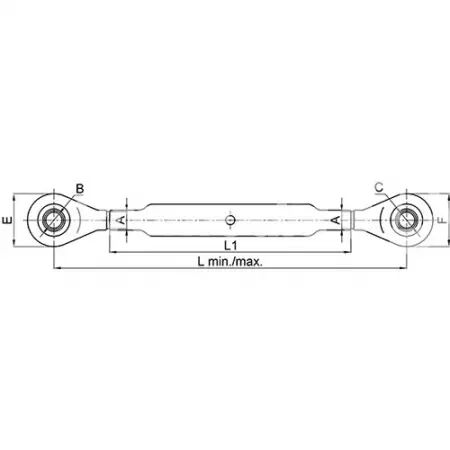 Barre de poussée mécanique rotule-rotule longueur 520/750mm catégorie 2/2 adaptable