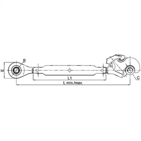 Barre de poussée mécanique rotule-rotule longueur 605-810mm catégorie 3/3 adaptable