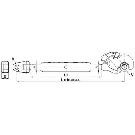 Barre de poussée mécanique rotule-rotule longueur 610/880mm catégorie 2/2 adaptable