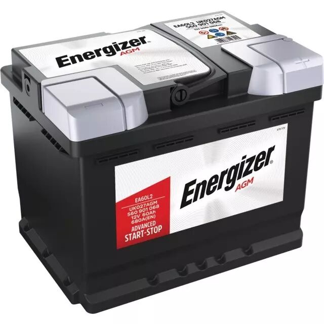 Batterie ea60l2 12v 60ah 680a en + a droite agm Energizer