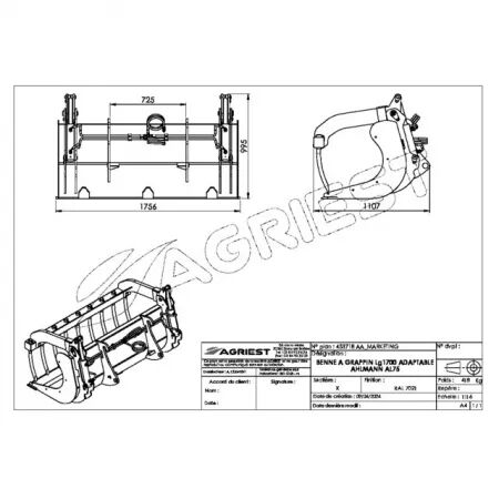 Benne a grappin ap-bg avc dtslg1700 mm ahlmann al75