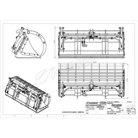 Benne a grappin dents laser 2400 l jcb q-fit