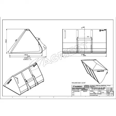 Benne grand volume ap-bgv longueur 2450 mm bobcat