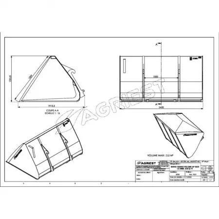 Benne grand volume ap-bgv longueur 2450 mm jcb q-fit