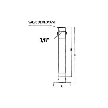 Bequille hydraulique c100 course 500 av valve de blocage