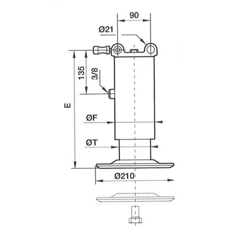 Bequille hydraulique ø 68 avec la chape