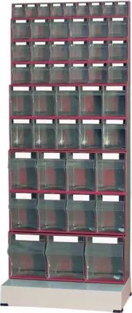 Châssis sur socle l610mm p325mm h1500mm porte Module rouge Casiers basculants