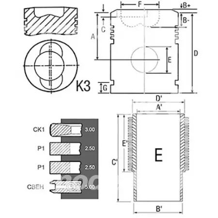 Chemise/piston adaptable d. 100 mm