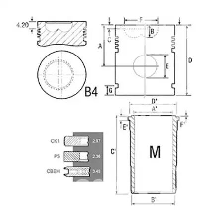 Chemise/piston adaptable d. 106.50 mm