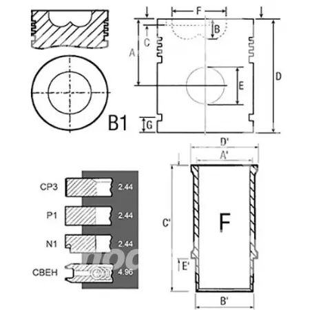 Chemise/piston adaptable d. 110 mm