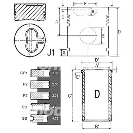 Chemise/piston adaptable d. 84.14 mm