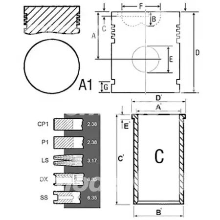 Chemise/piston adaptable d. 88.92 mm