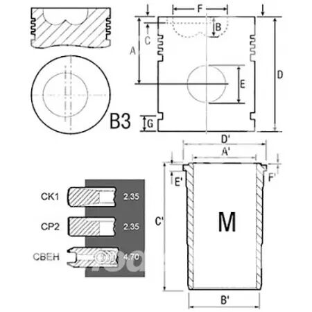 Chemise/piston adaptable d. 98.42 mm