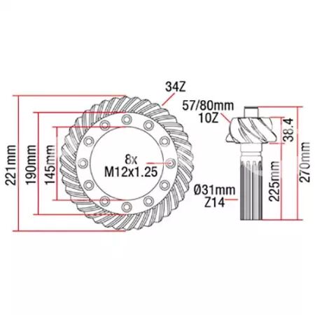 Couple conique de pont avant adaptable Fiat/Ford/New Holland