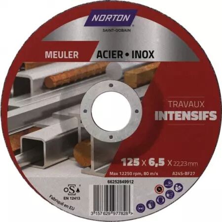 Disque a ebarber metal moyeu deporte 125x6,5x22,2 intensif norton