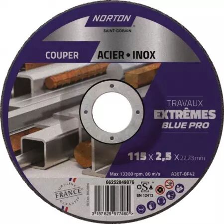 Disque a tronconner metal/inox moyeu deporte 115x2,5x22,2 extreme norton