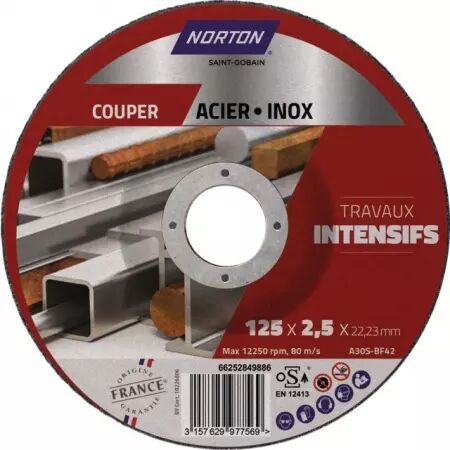 Disque a tronconner metal moyeu deporte 125x2,5x22,2 intensif norton