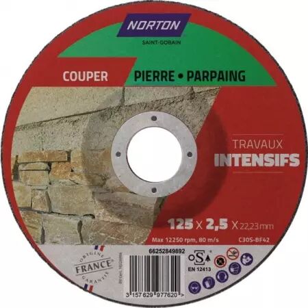 Disque a tronconner moyeu deporte 125x2,5x22,2 intensif materiaux norton