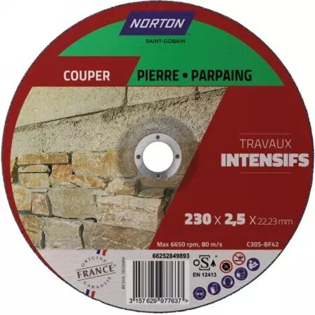 Disque a tronconner moyeu deporte 230x2,5x22,2 intensif materiaux norton