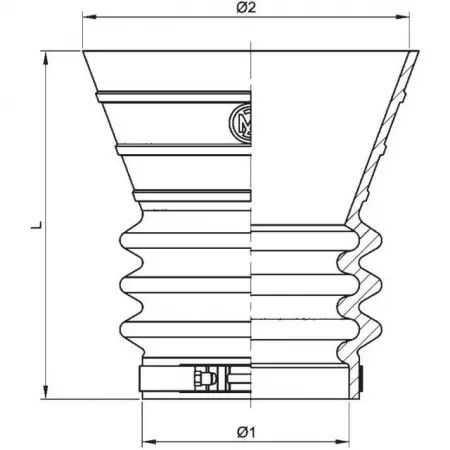 Entonnoir en caoutchouc pour tube ø 249-273/453 ht490