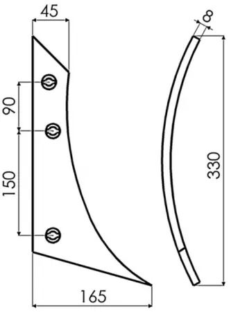 Étrave droite type n°6 triplex adaptable Kverneland 073290r