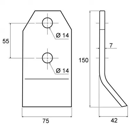 Fleau lourd 75x7x150 ea55 adaptable Taarup 49304000