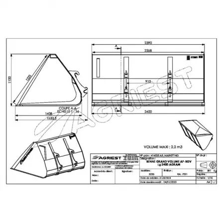 Godet grand volume ap-bgv longueur 2400 agram