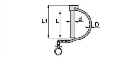 Goupille clips pour tube avec chaîne 14x55 mm blister de 2