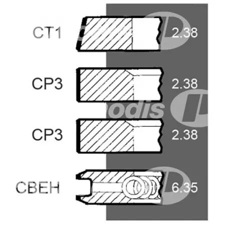 Jeu de segments d.101,05 mm Claas,Landini, Massey Ferguson