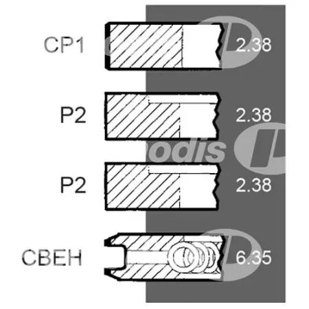 Jeu de segments d.114.31 mm adaptable Massey Ferguson