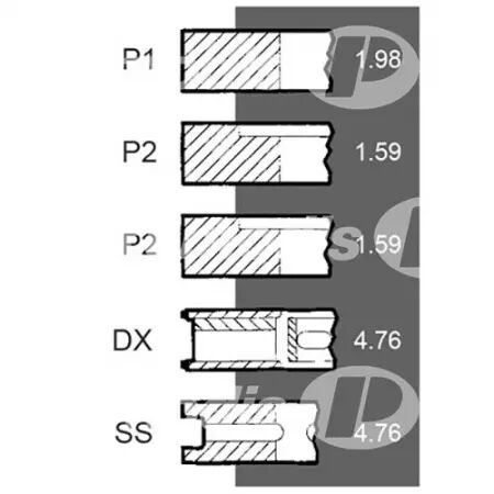 Jeu de segments d.79.38 mm adaptable Massey Ferguson