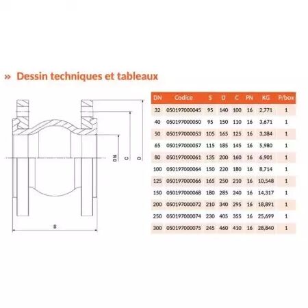 Joint anti-vibrant caoutchouc dn125 bride pn16- smart riv197